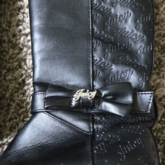 Juicy Couture Signature Logo Black Boots Kids Girls 1M - Picture 4 of 7
